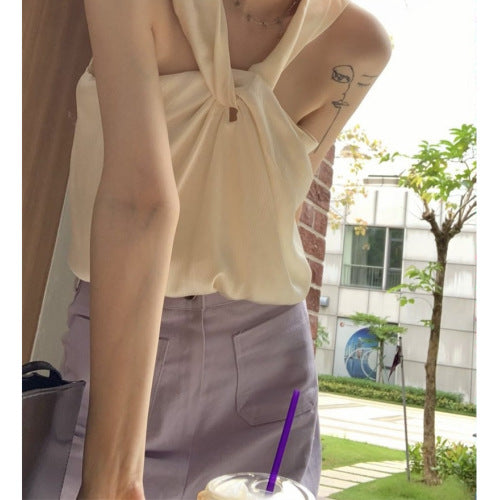 French Halter Sleeveless Top