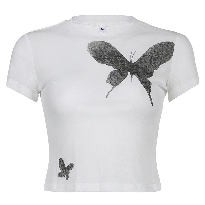 Vintage Butterfly Print T-shirt