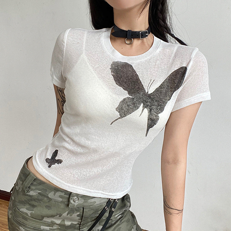 Vintage Butterfly Print T-shirt