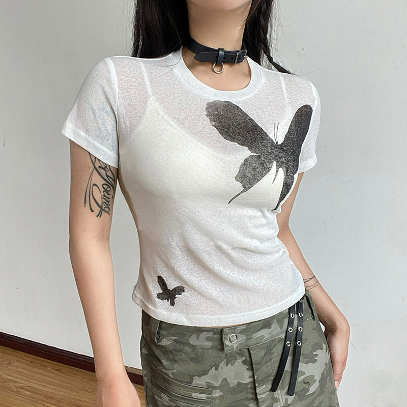 Vintage Butterfly Print T-shirt