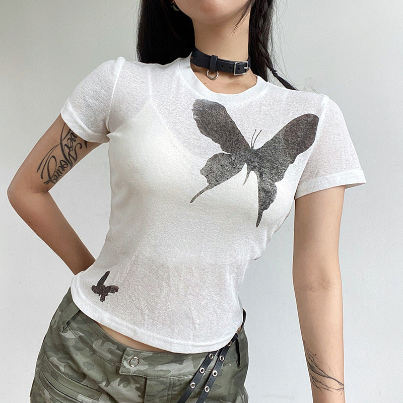 Vintage Butterfly Print T-shirt