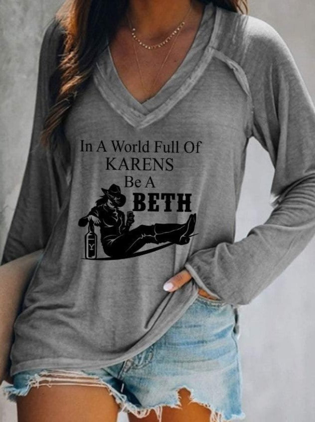 Printed V-Neck Tee